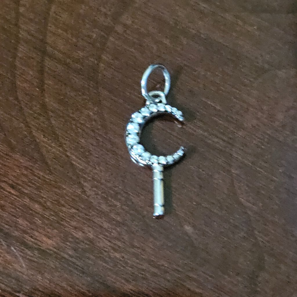 Rare Monica Rich Kosann Dream Crescent Moon Pocketwatch Key Sapphire 925 Charm — image 2 of 8